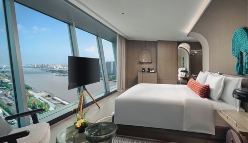 Chambre Premium, 1 très grand lit, vue fleuve