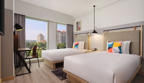 Chambre, 2 lits une place, vue golf