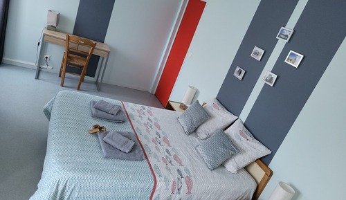 Chambre, 1 grand lit, non-fumeurs, salle de bains privée