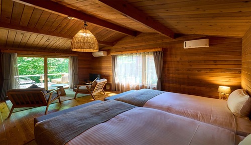 Cabane, 2 lits une place