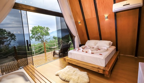 Cabane Deluxe, 1 grand lit, non-fumeurs, baignoire à jets