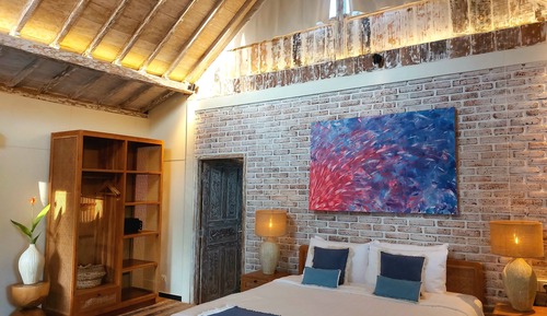 Chambre Deluxe Double ou avec lits jumeaux, 1 très grand lit, piscine privée, vue piscine