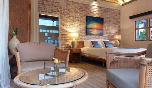 Chambre Deluxe Double ou avec lits jumeaux, 1 très grand lit, piscine privée, vue fleuve