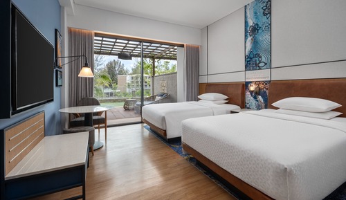 Chambre, 2 lits une place, non-fumeurs, vue piscine (Terrace)