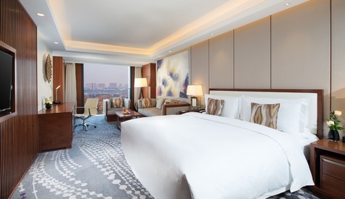 Chambre Premium, 1 très grand lit, accès salon affaires, vue ville