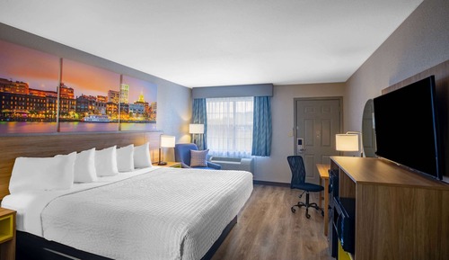 Chambre, 1 très grand lit, accessible aux personnes à mobilité réduite, non-fumeurs