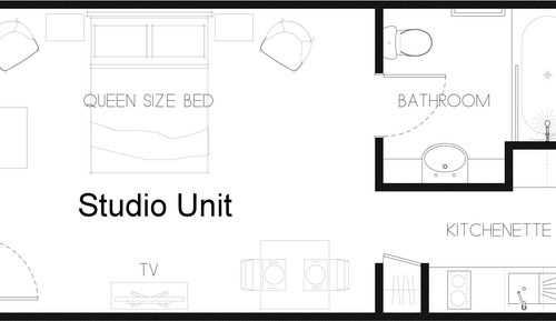 Studio, 1 grand lit, coin cuisine