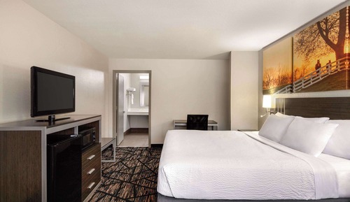 Chambre, 1 très grand lit, accessible aux personnes à mobilité réduite, non-fumeurs (Roll-In Shower)