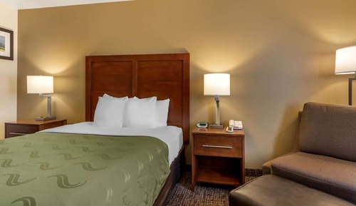 Chambre, 1 grand lit et 1 canapé-lit, accessible aux personnes à mobilité réduite, non-fumeurs