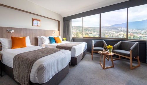 Chambre Deluxe avec lits jumeaux, plusieurs lits, vue montagne