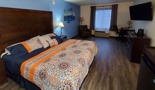 Chambre, 1 très grand lit, non-fumeurs, réfrigérateur et four à micro-ondes (Pet Friendly)