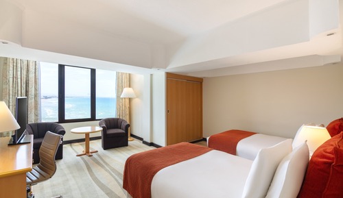 Chambre, 2 lits une place, vue mer