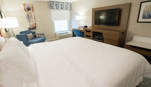 Chambre, 1 très grand lit, accessible aux personnes à mobilité réduite (Hearing)