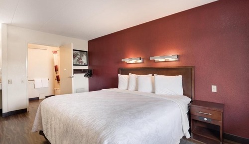 Chambre, 1 très grand lit, accessible aux personnes à mobilité réduite (Mobility, Roll-in Shower)