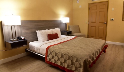 Chambre, 1 très grand lit, accessible aux personnes à mobilité réduite (Mobility/Hearing)