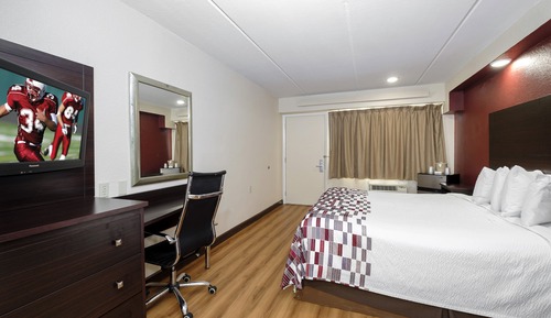 Chambre, 1 très grand lit, accessible aux personnes à mobilité réduite, non-fumeurs (Roll-In Shower)