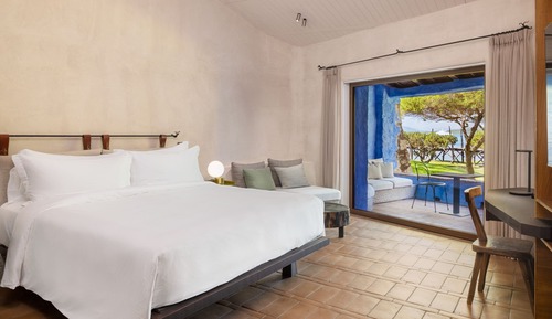 Chambre Deluxe, 1 très grand lit, terrasse, vue jardin