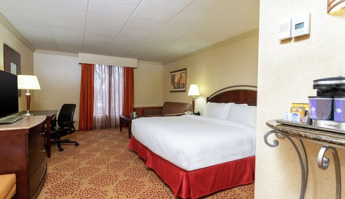 Chambre, 1 très grand lit et 1 canapé-lit, accessible aux personnes à mobilité réduite, baignoire