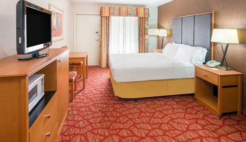 Chambre, 1 grand lit, accessible aux personnes à mobilité réduite (Communications, Roll-In Shower)