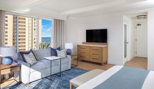 Chambre, 1 très grand lit, vue établissement