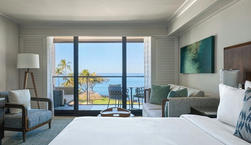 Chambre Premium, 1 très grand lit, balcon, vue océan