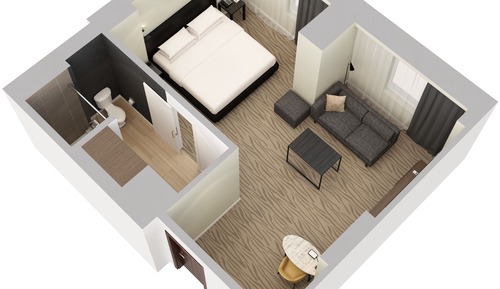 Chambre, 1 très grand lit et 1 canapé-lit (High Floor)