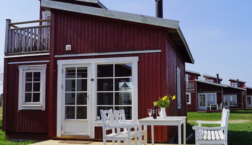 Cabane, 2 chambres, terrasse, vue mer