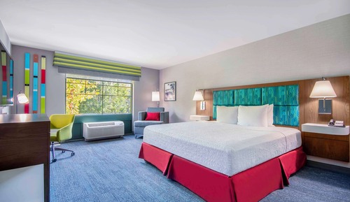Chambre, 1 très grand lit, accessible aux personnes à mobilité réduite (Roll-In Shower)