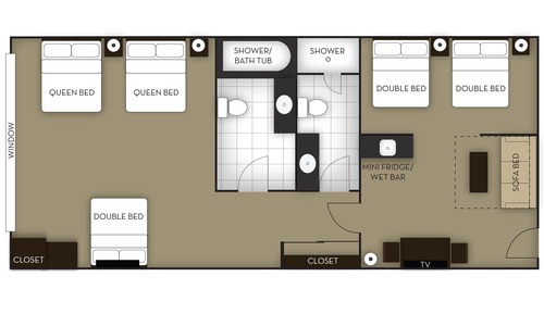 Fallsview - 5 Queen Beds - 2 Bathrooms (Floor 32-39)
