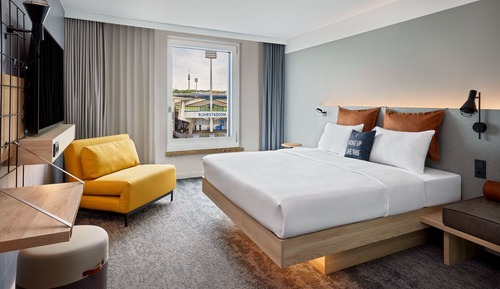 Chambre, 1 très grand lit, avec vue