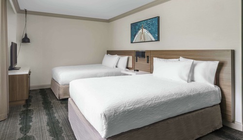 Chambre, 2 grands lits, accessible aux personnes à mobilité réduite, baignoire (Mobility & Hearing)
