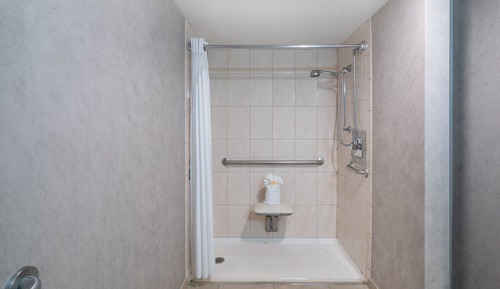 Chambre, 1 très grand lit, accessible aux personnes à mobilité réduite (Mobility Roll-In Shower)