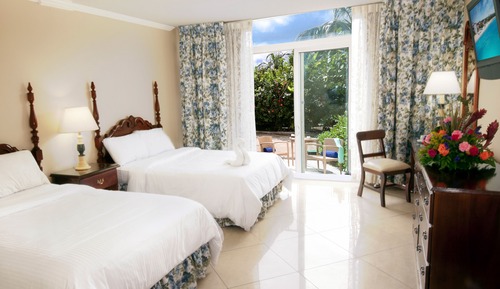 Chambre, patio, vue jardin