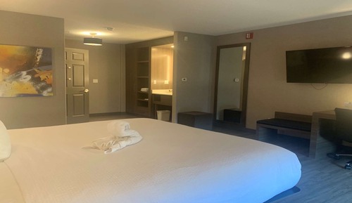 Chambre Standard, 1 très grand lit, accessible aux personnes à mobilité réduite, baignoire
