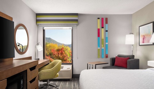 Chambre, 1 très grand lit, accessible aux personnes à mobilité réduite (Roll-in Shower)