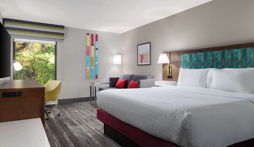 Chambre, 1 très grand lit, accessible aux personnes à mobilité réduite, baignoire