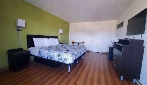 Chambre Deluxe, 1 très grand lit, non-fumeurs, réfrigérateur et four à micro-ondes