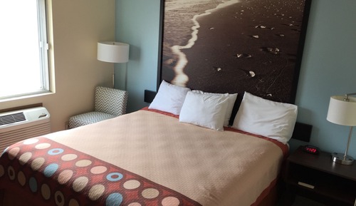 Chambre, 1 très grand lit, accessible aux personnes à mobilité réduite, non-fumeurs (Roll-In Shower)