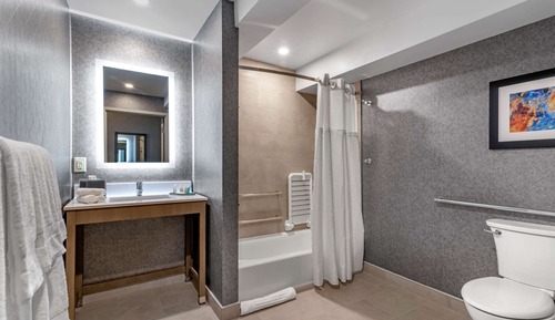 Chambre, 1 très grand lit, accessible aux personnes à mobilité réduite, non-fumeurs (Roll-In Shower)
