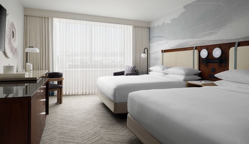 Chambre, 2 grands lits, vue port