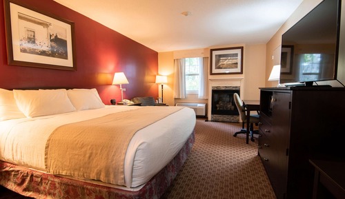 Chambre Premium, cheminée, vue cour intérieure