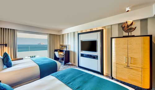 Chambre, 2 grands lits, balcon, vue mer (Lounge Access)