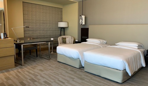 Chambre, 2 lits une place, vue fleuve