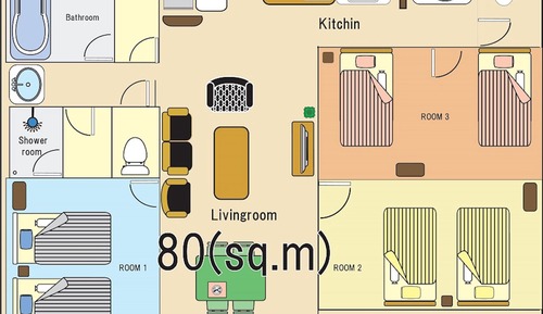 Chambre Standard, 3 chambres, non-fumeurs (2nd Floor, For 1-7 People no terrace)