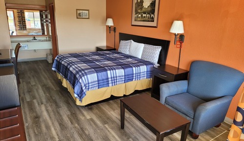 Chambre Standard, 1 très grand lit, fumeurs, réfrigérateur et four à micro-ondes