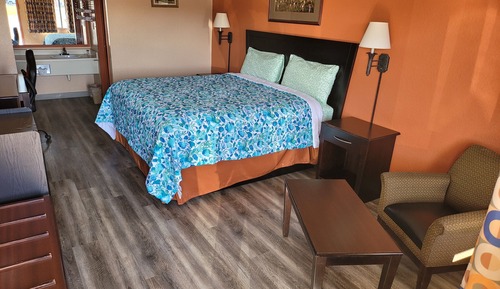 Chambre Standard, 1 très grand lit, réfrigérateur et four à micro-ondes