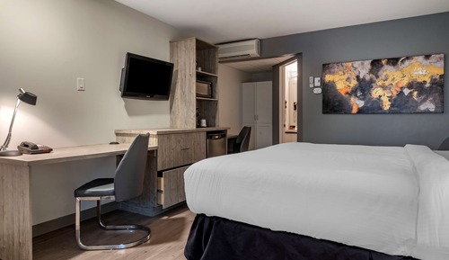 Chambre Standard, 1 très grand lit, non-fumeurs, réfrigérateur et four à micro-ondes