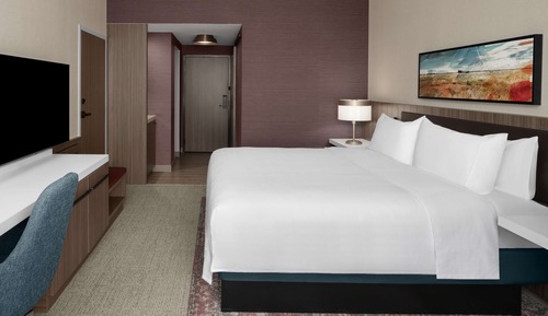 Chambre, 1 très grand lit, accessible aux personnes à mobilité réduite (Roll-In Shower)
