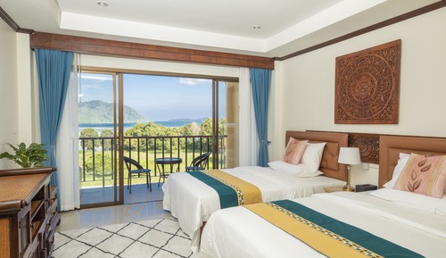 Chambre Deluxe avec lits jumeaux, 2 lits doubles, vue mer