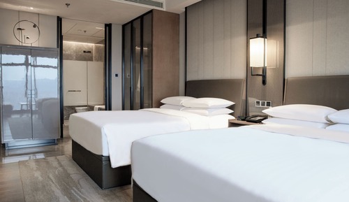 Chambre, 2 lits doubles, vue montagne